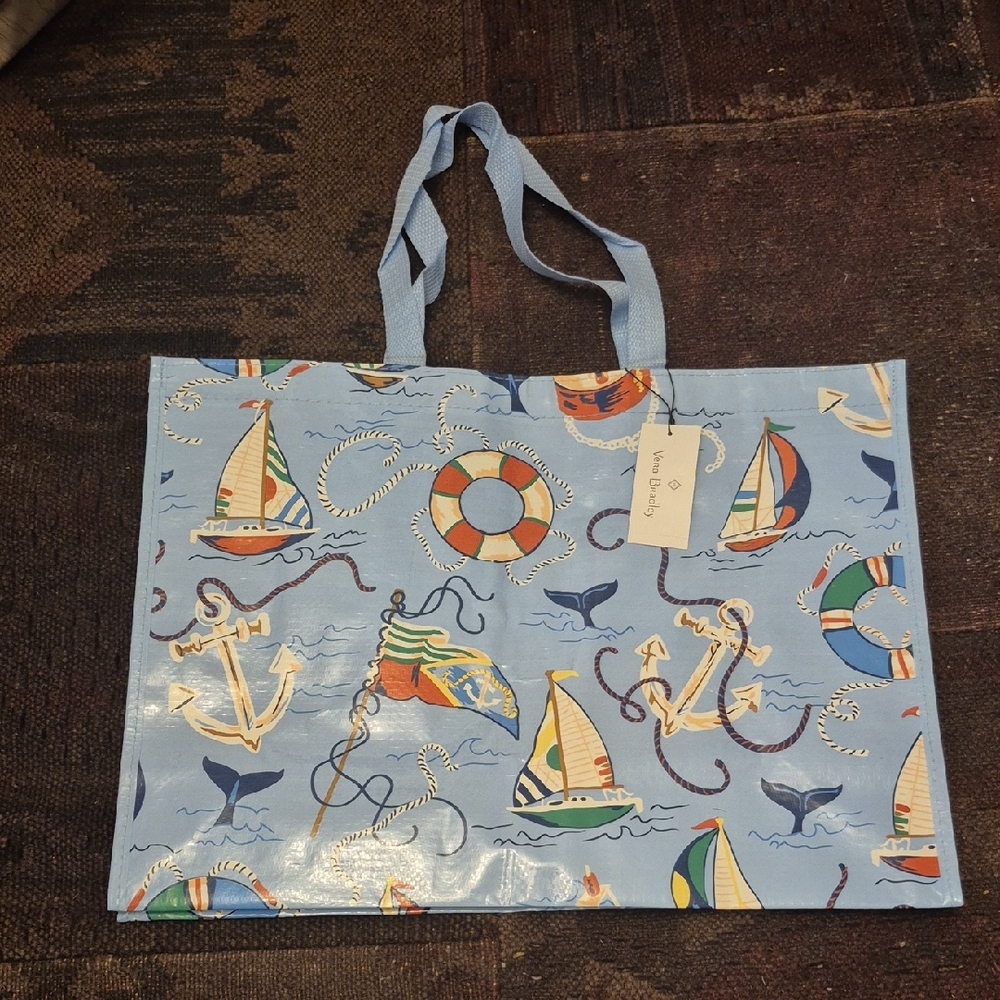 nwt VERA BRADLEY really regatta tote RETIRED Vinyl Nautical shopping beach Bag